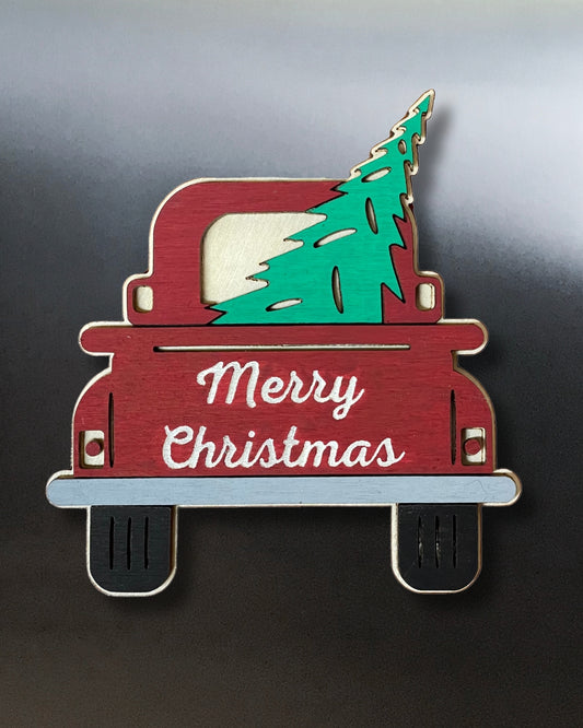 Christmas Tree Truck Magnet - Merry Christmas