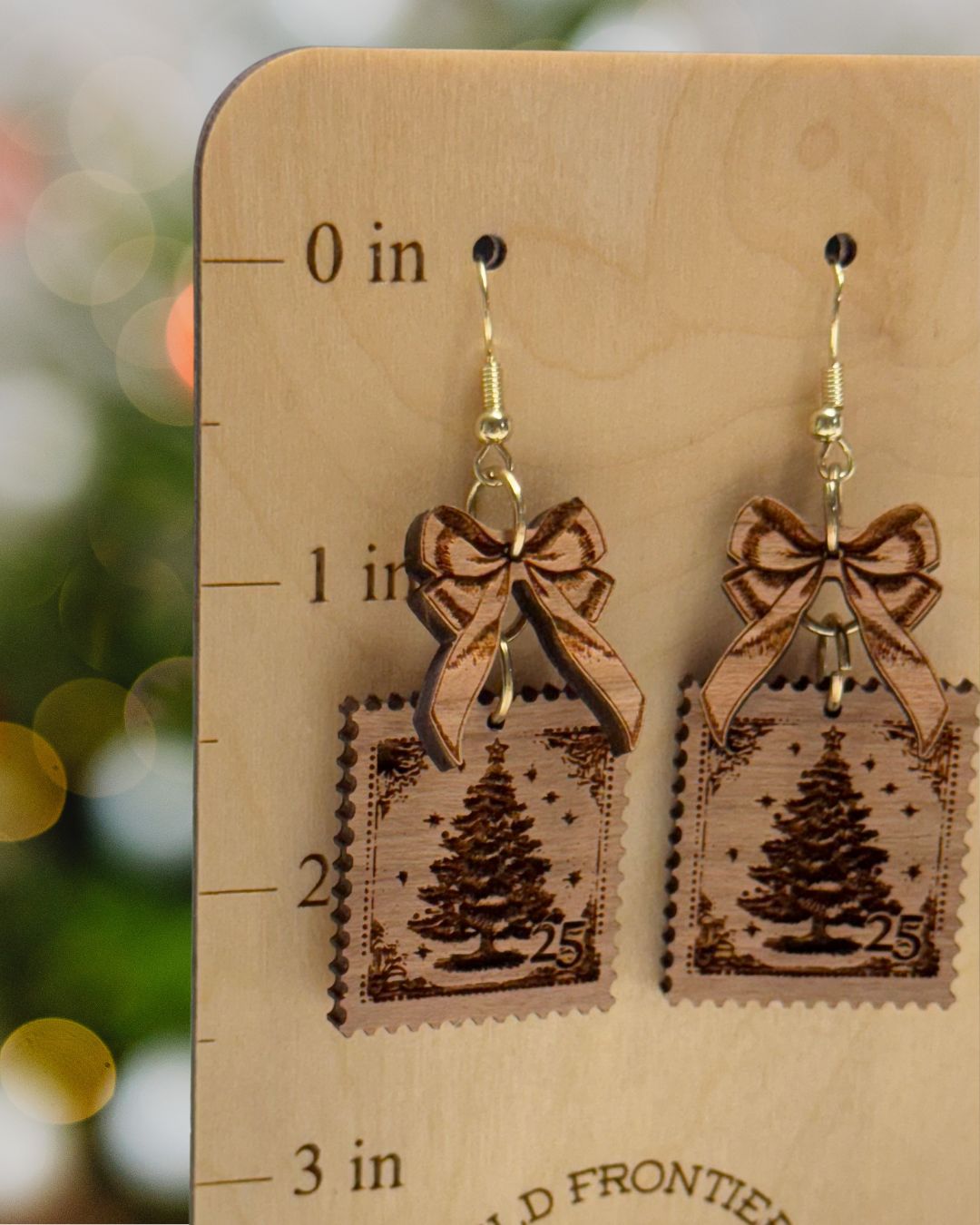 Vintage Christmas Postage Stamp Earrings