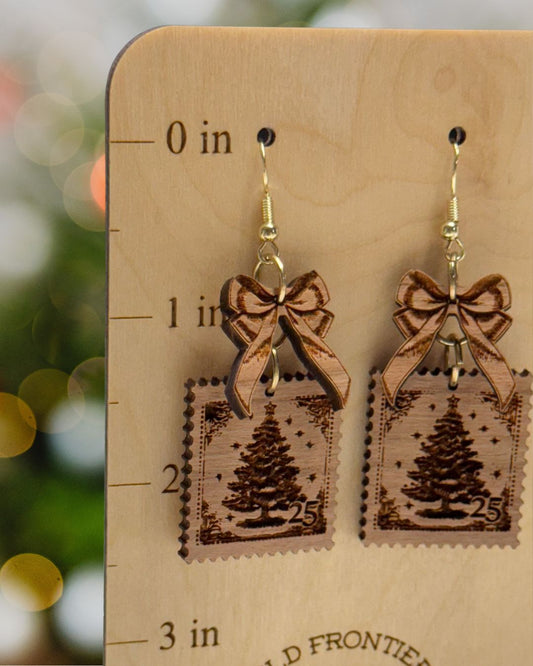 Vintage Christmas Postage Stamp Earrings