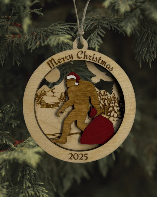 Sasquatch Santa Under the Midnight Sun Ornament