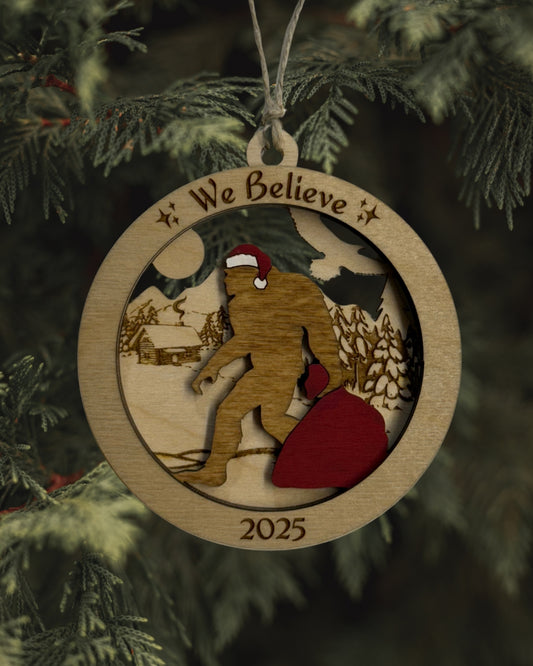 Sasquatch Santa Under the Midnight Sun Ornament