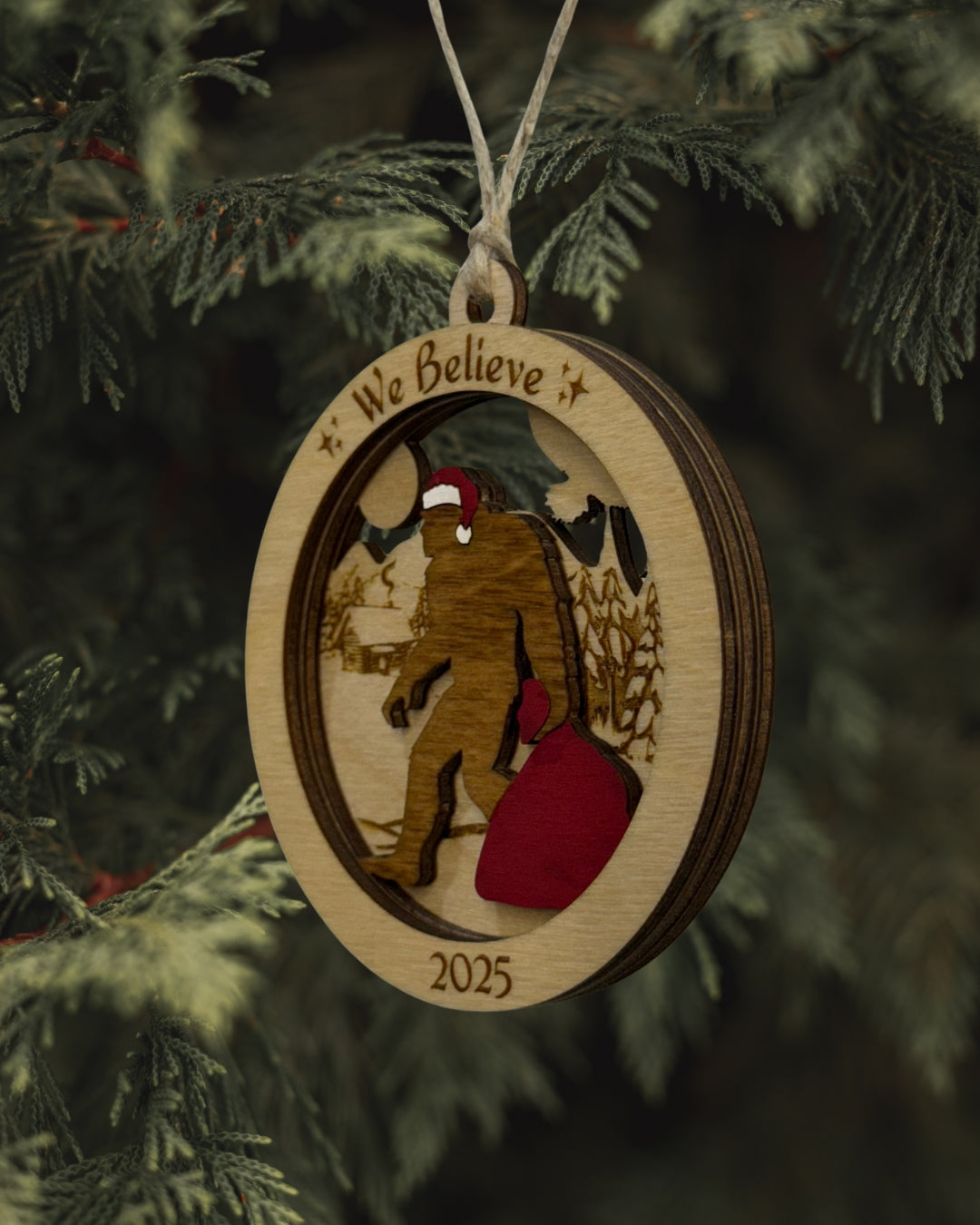 Sasquatch Santa Under the Midnight Sun Ornament