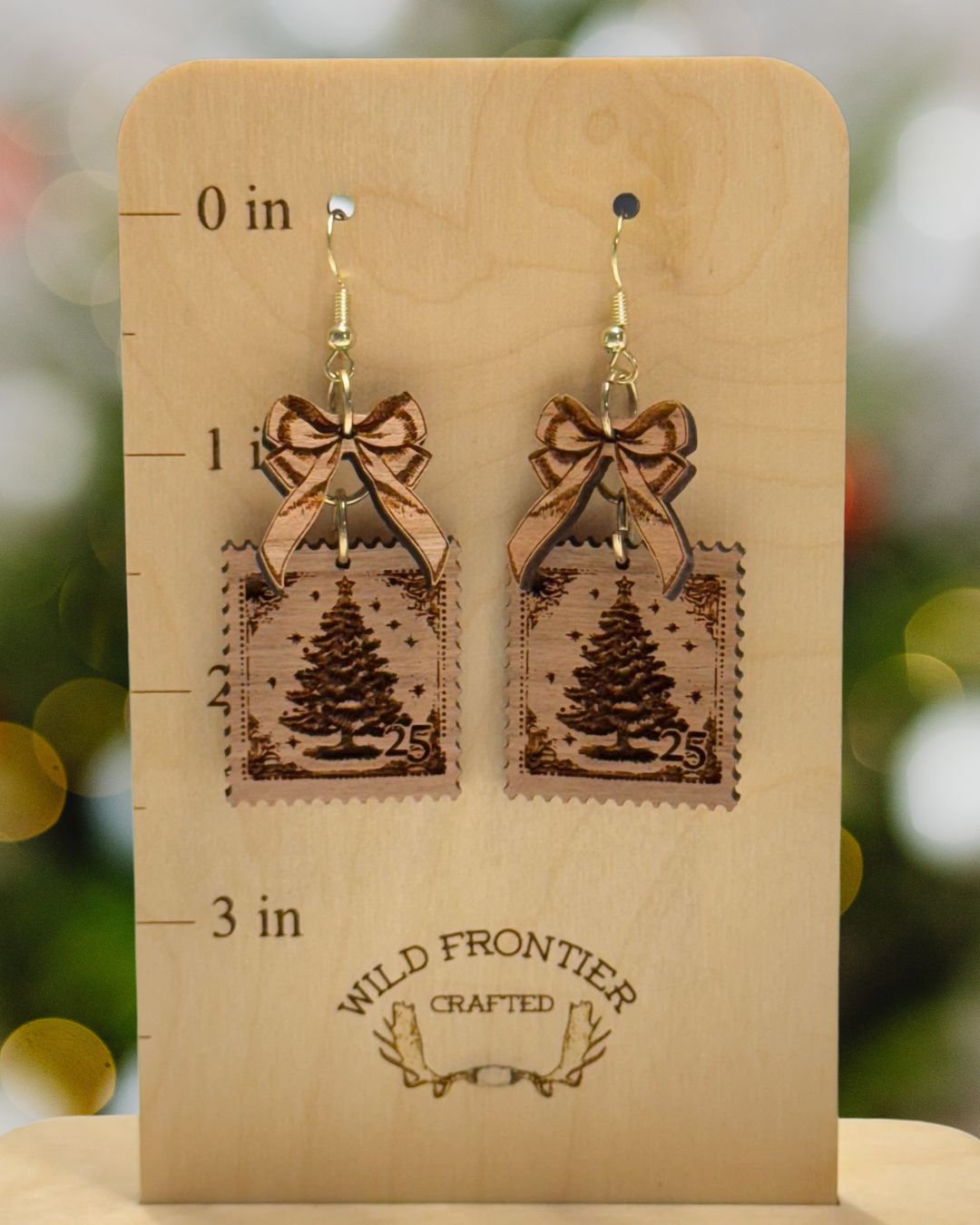 Vintage Christmas Postage Stamp Earrings