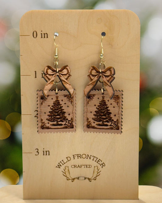 Vintage Christmas Postage Stamp Earrings