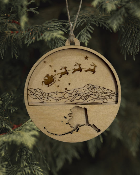 Stars Over Denali Ornament - Alaska Outline