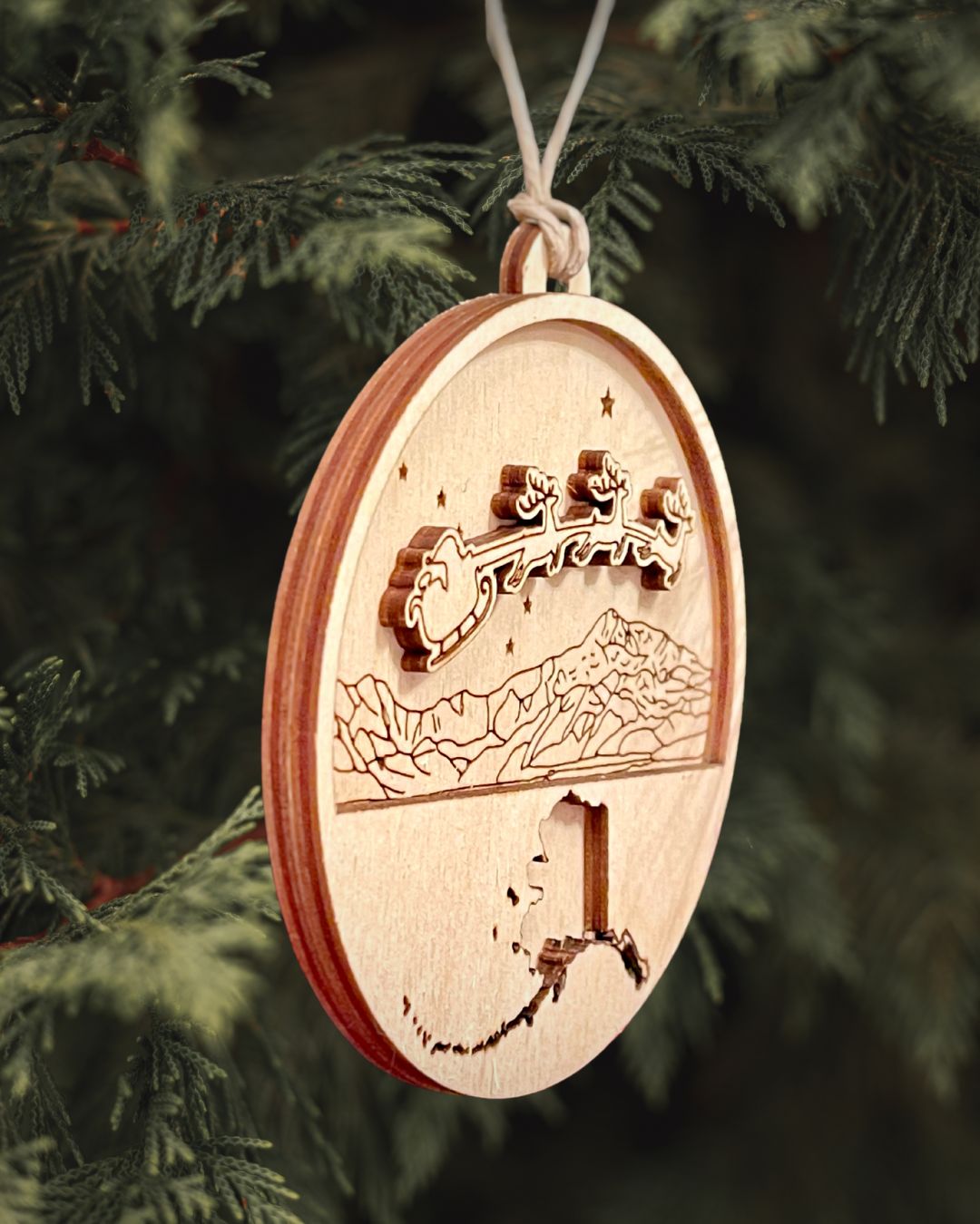 Stars Over Denali Ornament - Alaska Outline