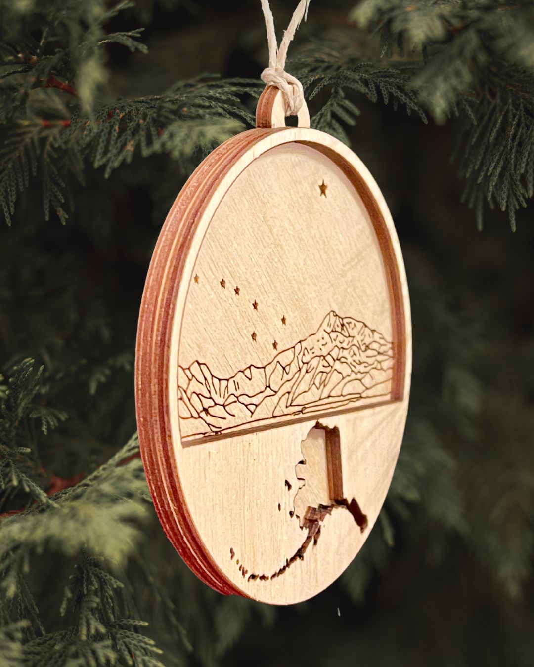 Stars Over Denali Ornament - Alaska Outline