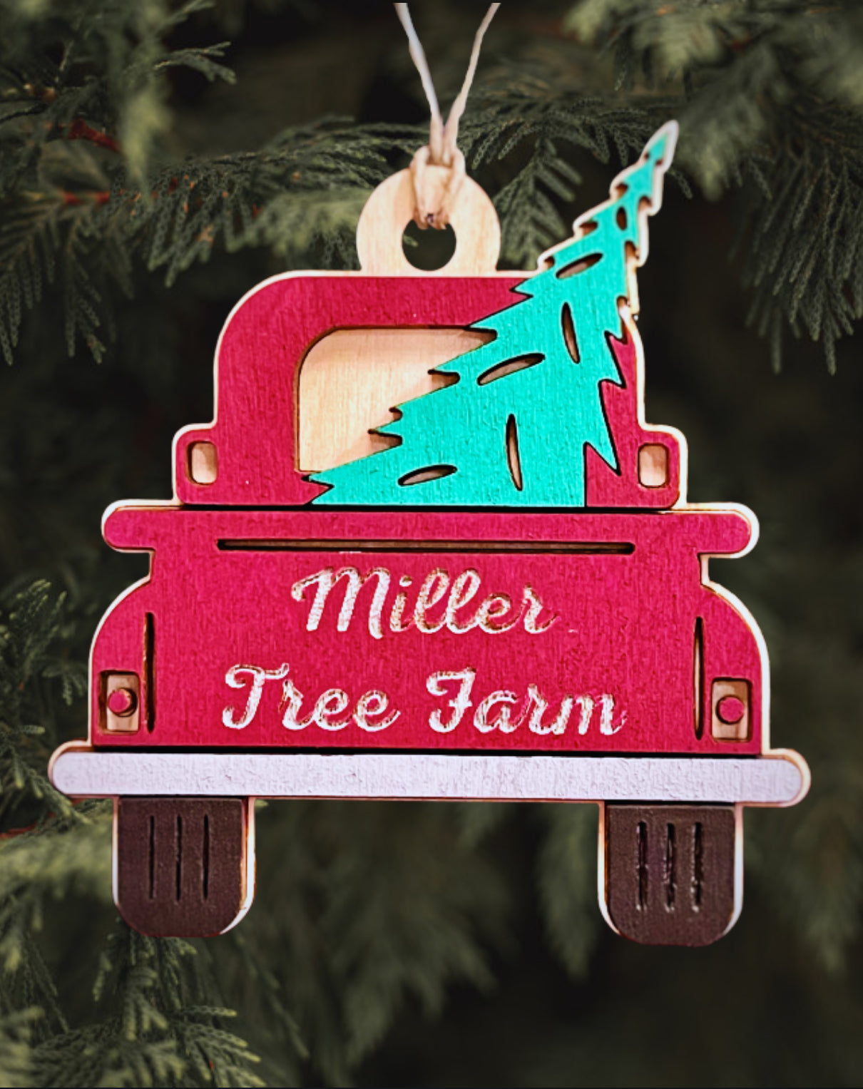 Christmas Tree Truck Ornament - Personalized