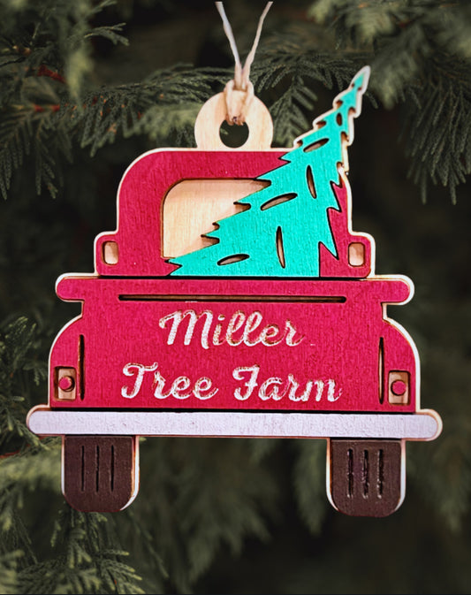 Christmas Tree Truck Ornament - Personalized