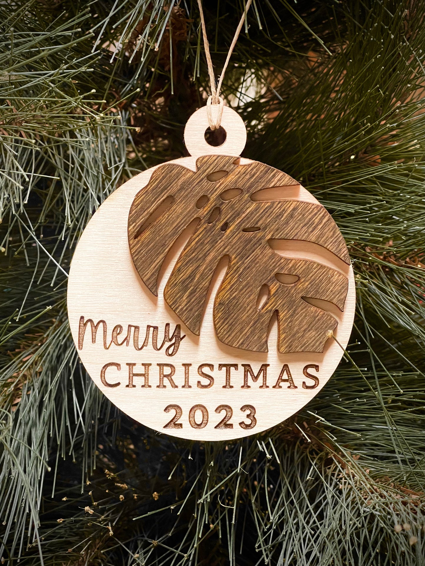 Monstera Ornament - Merry Christmas