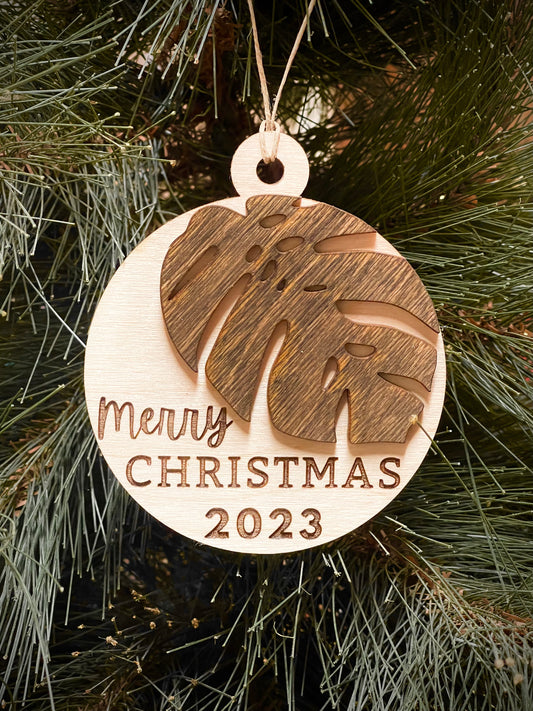 Monstera Ornament - Merry Christmas