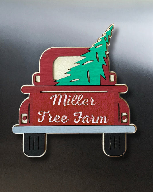 Christmas Tree Truck Magnet - Personalized